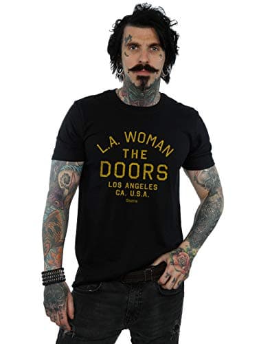 Image of Absolute Cult The Doors Men's LA Woman Text T-Shirt Black Medium