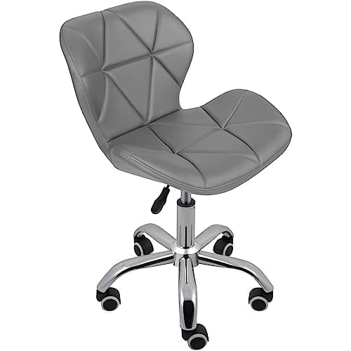 Image of Charles Jacobs Home Office Swivel Computer Desk Chair with a Height Adjustable Chrome base and Wheels - Grey PU