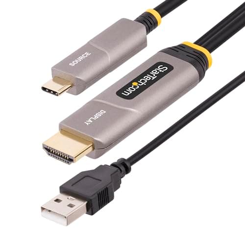 Image of StarTech.com 30ft (9.15m) USB-C to HDMI 2.0 Active Optical Cable (AOC), 4K 60Hz, USB Type-C to HDMI Adapter Cable, CL3 Rated