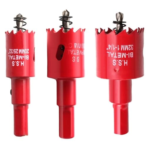 Image of Bi-Metal Hole Saw Sets 3pcs 20mm 25mm 32mm M42 Holesaw Kit Circular Hex Shank Thin Wall Impact Hole Cutter Drill Bit with Arbors for Wood Metal Pvc Copper Plaster Steel Plate Drywall