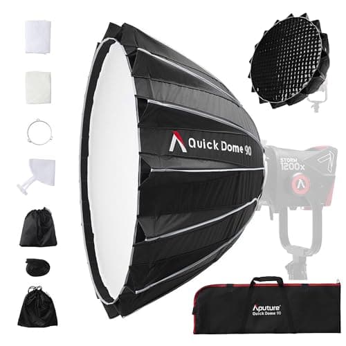 Image of Aputure Light Dome Quick Dome 90 Softbox,90cm(3ft) Circular Bowens Mount with Quick Release Design,Include Diffusion, Light Control Grid, & Carrying Bag for Led Video Light