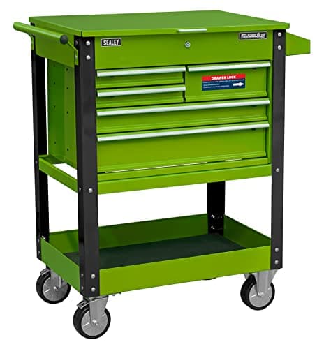 Image of Sealey Heavy-Duty Mobile Tool & Parts Trolley with 5 Drawers and Lockable Top - Hi-Vis - AP890MHV