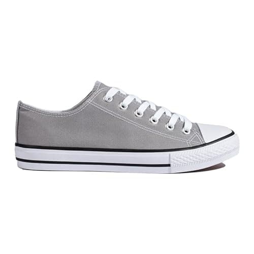 Image of Mens Canvas Lace up Sporty Low Top Outdoor Trainers Sneakers Pumps Plimsolls with Rubber Toe Cap Shoes Grey UK 11