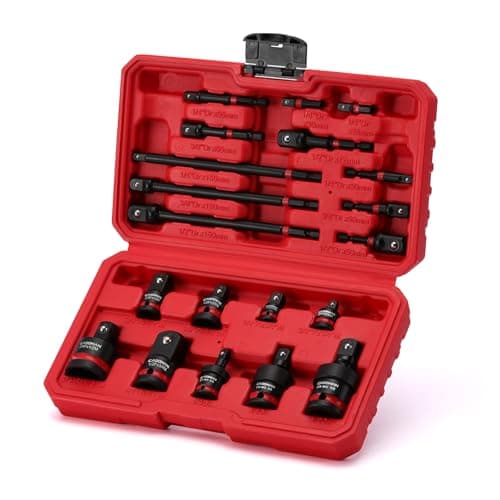 Image of CASOMAN 20PCS 1/4" 3/8" 1/2" Drive Impact Socket Adapter Set, Includes Hex Shank Adapters & Reducers, CR-MO Universal Swivel Socket
