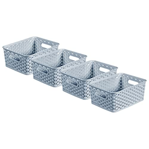 Image of Curver My Style Small Rectangular Storage Basket 4L - Blue (Pack of 4), Lightweight