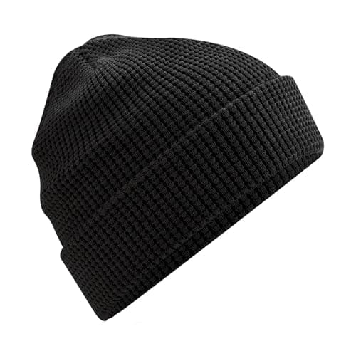 Image of Beechfield - Double Layer Knit - Organic Cotton Waffle Beanie - Black