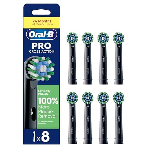 Image of Oral-B Pro Cross Action Black Toothbrush Heads, Pack of 8 Counts, Suitable for Mailbox