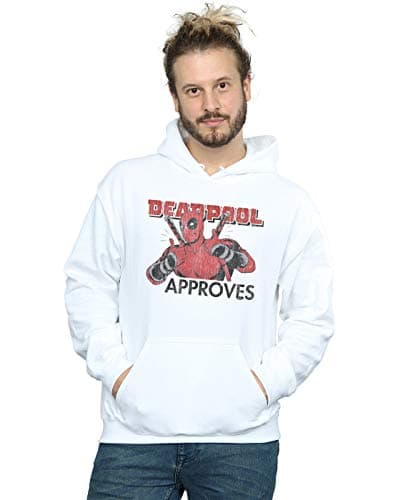 Image of Marvel Men's Deadpool Approves Hoodie White Large