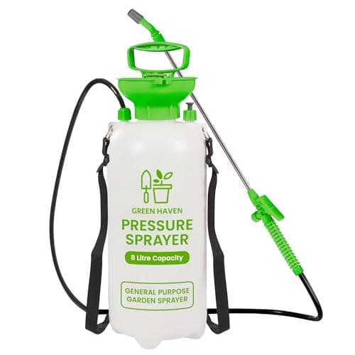 Image of Green Haven 8 Litre Garden Pressure Sprayer – Pump Action Sprayer with Adjustable Nozzle & Carry Strap – Weed Killer, Pesticide & Fertiliser Sprayer