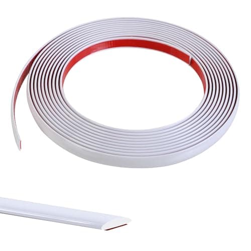 Image of 5M White Flexible Moulding Trim,Self-Adhesive Decorative Edging Strip for Tile,Wall,Mirror, Ceiling,Floor,Panel,Cabinet,Peel and Stick PVC Mirrior Frame Trim,13MM