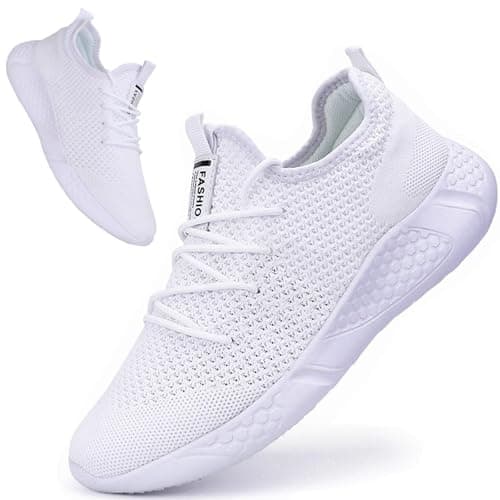 Image of BUBUDENG Women's Trainers Casual Sneakers Walking Gym Sport Running Shoes Lightweight Tennis Shoes White,5.5 UK(Label Size:39)