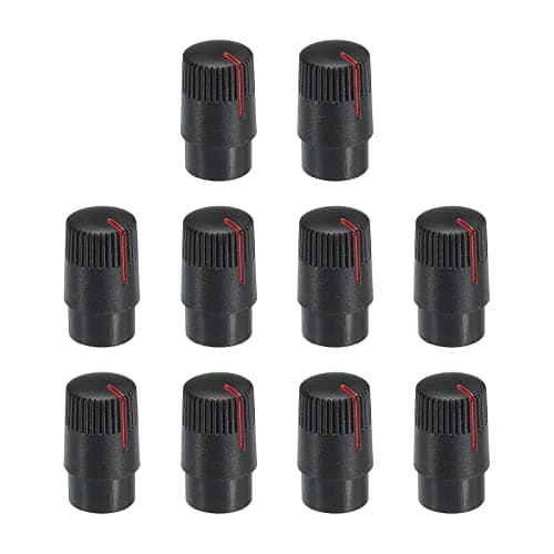 Image of sourcing map Potentiometer Control Knob ABS Guitar Knob for 6mm D Type Shaft Electric Guitar Power Amplifiers Stereos,Bass Volume Tone 180 Degrees Rotary Knob Black Red 10PCS