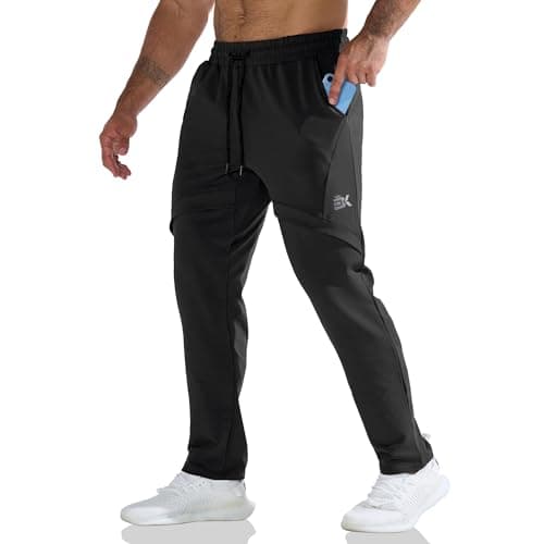 Image of Gesaofa Mens AirSlit Gym Trousers,Tapered Jogger Pants Sports Tracksuit Bottoms Running Jogging with Zip Pockets(M,Black)