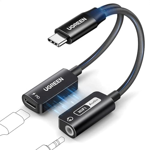 Image of UGREEN USB C to 3.5mm Jack and Charger Adapter Magnetic PD 60W Hi-Res 32bit/384kHz 2-IN-1 Type C Aux Headphone Splitter Compatible with iPhone 17 Pro Max/16/15 Galaxy S25 Ultra S24 A56 M3 iPad Air 11