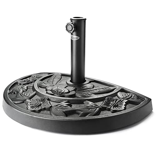 Image of CHRISTOW 15kg Half Parasol Base Garden Umbrella Stand Balcony Sun Shade Holder Weight (38mm and 48mm Adaptor)