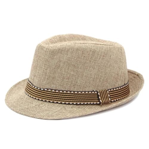 Image of Komonee Trilby Hat Beige Gambino Band Halloween Fedora Fun Party Colourful Headwear Dress Up Costume Classic Short Brim Headwear