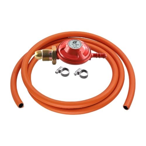 Image of JD Brands Propane Gas Regulator 37mbar Standard Screw-On POL with 2m Hose & 2 Clips – 1.5kg/h Flow – Fits Calor & Flogas Bottles for BBQs, Camping & Outdoor Heaters