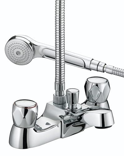 Image of Bristan VAC LBSM C MT Club Luxury Bath Shower Mixer with Metal Heads - Chrome Plated