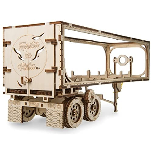 Image of UGEARS Trailer for Heavy Boy Truck VM-03 - Wooden Model Kits for Adults to Build - Mechanical Cargo Trailer with 8 Wheels Car Model Building Kits 3D Wooden Puzzles for Adults for Fathers Day - 138 Pcs