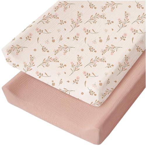 Image of 2 Pcs Changing Pad Baby Diaper Changing Pad Cover Elastic Cute Super Soft Breathable Tailored Snug Fit Single Baby Diaper Soft Changing Pad Sheets Flexible Cover Comfortable Cotton