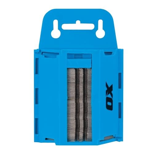 Image of OX Tools 100 Pcs Heavy Duty Knife Blades Carbon Steel Knife Blade Dispenser Cutter