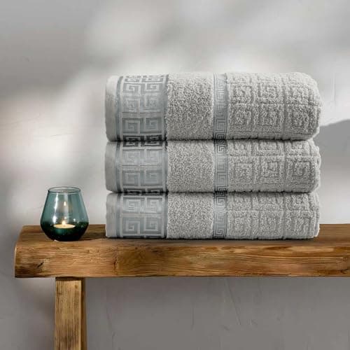 Image of Luxury Egyptian Cotton Towels, 600 GSM, Ultra Soft, Thick Bath Towel - Bath Sheet 90x150cm Set of 2 (Silver)