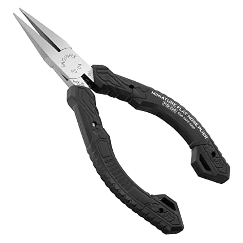 Image of Compact Precision Compact Flat tip Long Nose Pliers (Flat Nose),Professional Grade, ESD Safe with Carbon Steel Jaws. ENGINEER ps-04