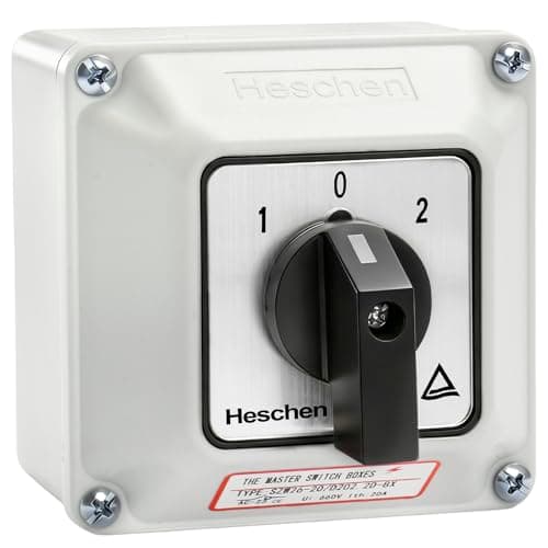 Image of Heschen Universal Rotary Cam Selector Changeover Switch, SZW26-20/D202.2D, 660V 20A, ON-Off-ON, 3 Position 2 Phase 8 Terminals, with Master Switch Exterior Box (Bigger Box)