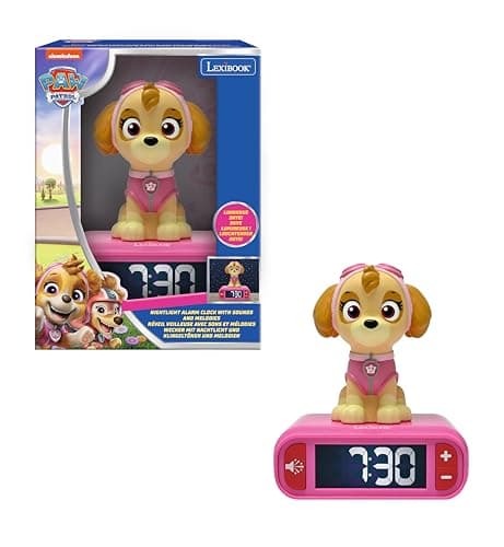 Image of LEXIBOOK, PAW Patrol, PAW Patrol Nightlight Alarm Clock, Sounds and Melodies, Backlit LCD Screen, Luminous, Snooze, RL800PAG