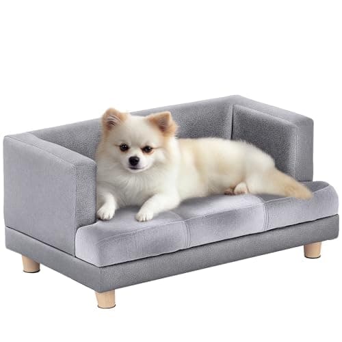 Image of PawHut Pet Sofa Dog Bed Couch Wooden Frame Plush Cover Foam Cushion Puppy Kitten Lounge For Small Dog Cat 68 x 41 x 32 cm