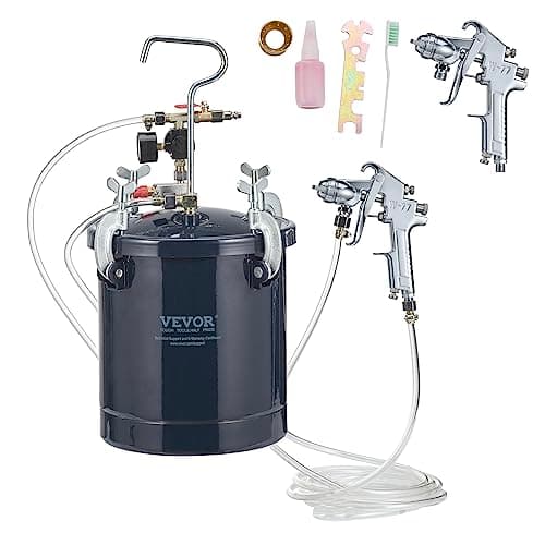 Image of VEVOR Spray Paint Pressure Pot Tank, 10L/2.5gal Air Paint Pressure Pot, 1.5mm+4mm Two Nozzles Two Spray Paint Guns for Industry Home Decor Architecture Construction Automotive Painting, 60PSI Max