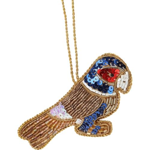 Image of Carousel Home Parrot Beaded Animal Bauble | Fabric Christmas Tree Bauble Hanging Ornament - 10cm