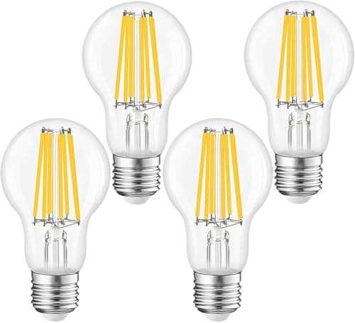 Image of DoRight E27 A60 LED Screw Filament Bulbs - 8W Dimmable Antique E27 LED Filament Bulb Clear Glass A60 GLS LED Large Edison Lights ES Edison Screw Base 80W Replacement, Cool White 6000K (4-Pack)