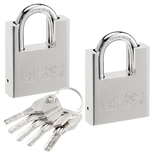 Image of H&S High Security Padlocks with Keys Outdoor - Heavy Duty Waterproof 60mm (2.4") 2 Padlock & 5 Key Set - Pad Lock for Outdoor Ideal for Warehouse Container Garage Shutter or Gate