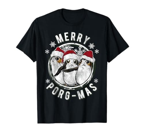Image of Star Wars Merry Porg-Mas Christmas Holiday T-Shirt