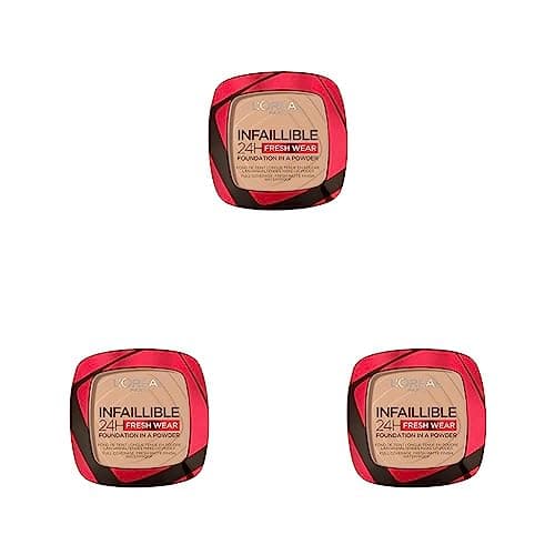 Image of L'Oréal Paris Infallible 24H Fresh Wear Foundation in a Powder, Full-coverage, Longwear, Weightless Smooth Finish, Water-proof and Transfer-proof, 120 Vanilla (Pack of 3)