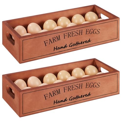 Image of 2 PCS Wooden Egg Holders, Farm Fresh Egg Baskets, Open Design with Handle, Holds 12 Eggs per Compartment, Ideal for Kitchen Countertop, Simple and Quality Storage Solution