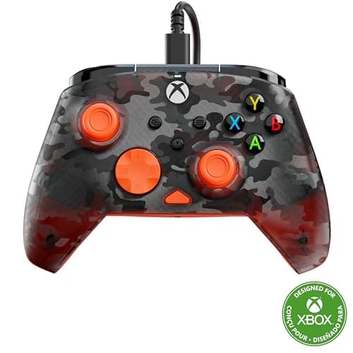 Image of Turtle Beach Rematch Core Orange and Ghost Black Camo Wired Gaming Controller with Audio Controls, Rumble Motors and Impulse Triggers – Licensed for Xbox Series X or S, Xbox One and Windows PCs