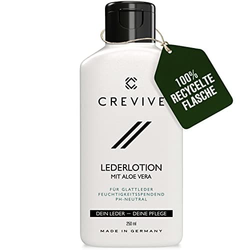 Image of CREVIVE Leather Care with Aloe Vera - Gentle Leather Lotion Made in Germany - Leather Care Sofa - Leather Care for Leather Couch - Leather Care Car - Leather Sofa, Jacket, Shoes, Bag - 250 ml