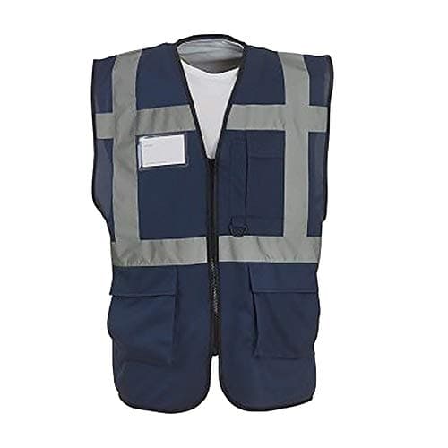 Image of Yoko Hi-Vis Premium Executive/Manager Waistcoat/Jacket (Pack of 2) (XL) (Navy Blue)