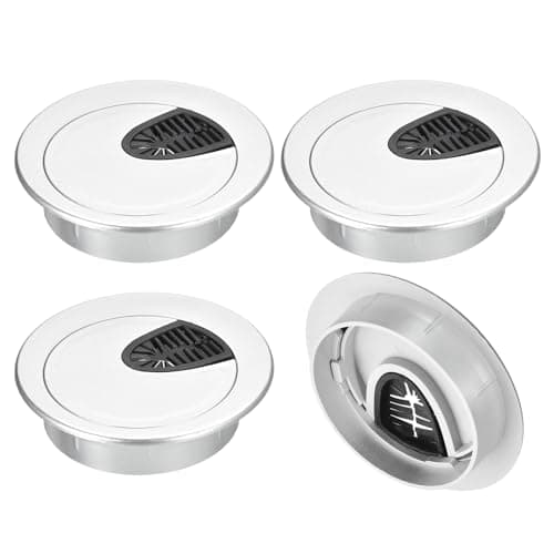 Image of sourcing map 4Pcs Cable Hole Cover, 2-9/16"(65mm) ABS Desk Cable Wire Cord Grommet Hole Cover for Office Computer Desk Wire Organizer, Silver