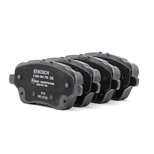Image of Bosch BP1966 - Brake Pads Car Front Axle - Bosch Quality - Reduced Noise and Dust - ECE-R90 Certified - Copper-Free - 1 Set of 4 Pads - With Accessories