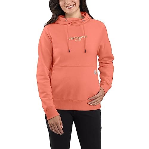 Image of Carhartt Women's Force Relaxed Fit Lightweight Graphic Hooded Sweatshirt, Apricot Cider, S