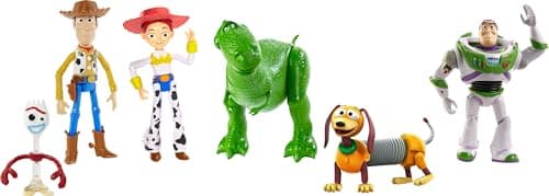 Image of Mattel Disney and Pixar Toy Story 4 Character Figures Story Pack, Road Trip Adventure, 6-pack Woody, Buzz, Rex, Slinky, Jessie and Forky, GDL54