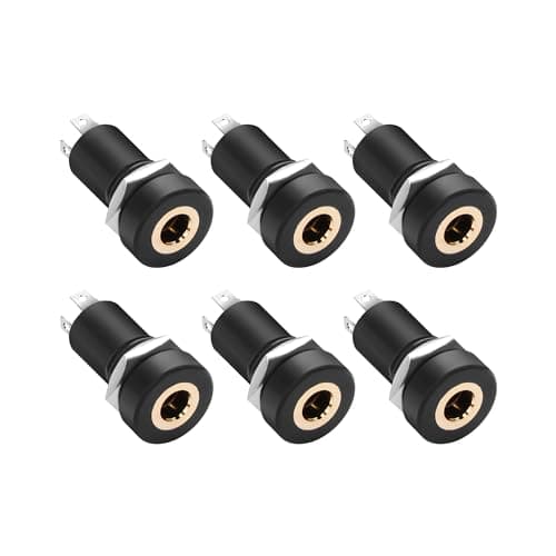 Image of PNGKNYOCN 6Pcs 3.5MM Solder Panel Mount Jack Connector，3.5mm 4 Pole Stereo Audio Video Panel Mount Jack Solder Connector with Nuts