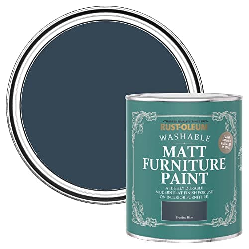 Image of Rust-Oleum Dark Blue Furniture & Skirting Board Paint in Matt Finish - Evening Blue 750ml