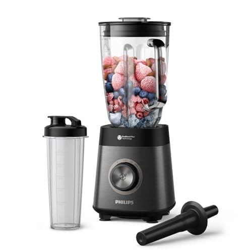 Image of Philips 5000 Series Blender - 1200W Motor. ProBlend Plus Technology. Dishwasher-Safe Parts. Automated cleaning. 2L Capacity. Black (HR3041/00)