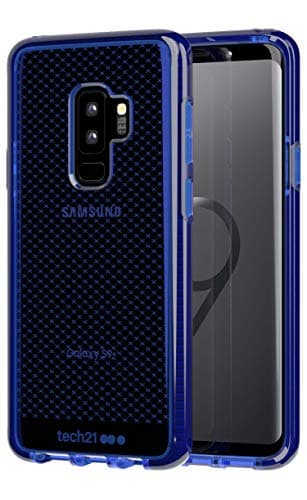 Image of Tech21 Protective Samsung Galaxy S9 Plus Case Thin Patterned Back Cover with FlexShock - Evo Check - Midnight Blue