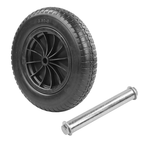 Image of KCT Puncture-Proof 14 Inch Wheelbarrow Wheel, Tyre & 128x20mm Axle Kit Replacement Set