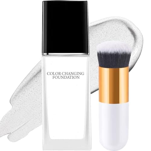 Image of Color-Changing Foundation SPF 20 with Brush - All Day Flawless Bb Cream Makeup Base Concealer, Hydrating Long-Lasting Liquid Foundation, Natural Glow Flawless Finish for All Skin Types(Ivory White)